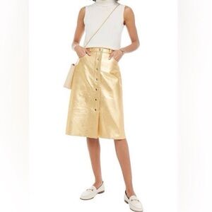 Sandro Gold Leather Women's Skirt